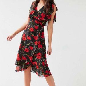 Urban Outfitters - Kimchi Blue - Poppy Print Wrap Dress - Size M